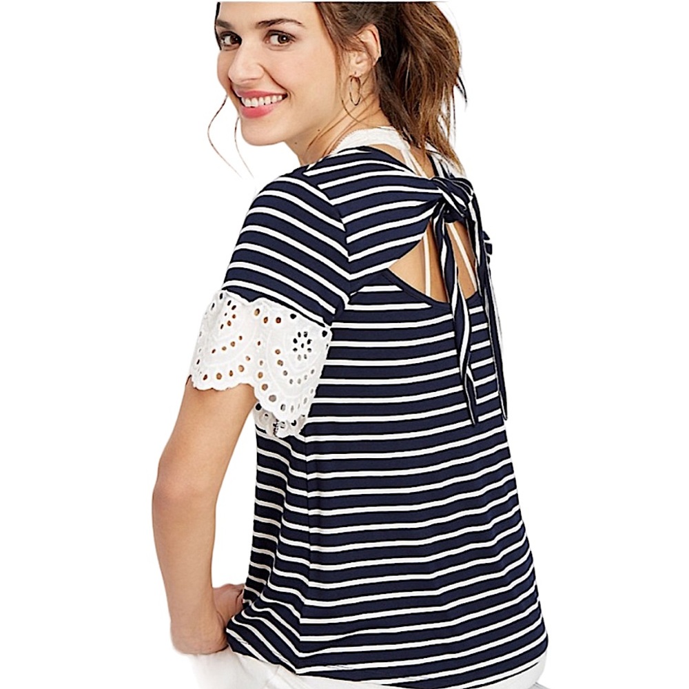 MAURICE'S: Striped Open Back Lace Sleeve Shirt- Size 0X